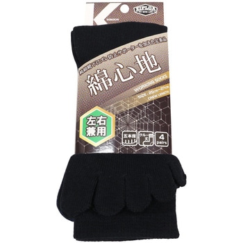 綿心地ソックス 5本指(左右兼用) 4P ZIPLOA