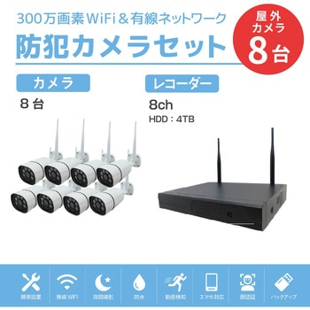 ワイヤレス300万画素カメラ・録画機(HD4TB付)セット(モニター無し) ブロードウォッチ