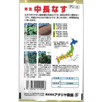 【タネ】早生 中長なす 野菜 アタリヤ農園