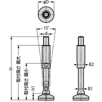 ステンレス鋼製ハイジェニックアジャスター HGA-3A型 HGA-3A80-16150KF LAMP(スガツネ工業)