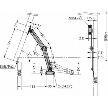 ステンレス鋼製フリーストップ機構付トルクステー S-100T30型 S-100T30R LAMP(スガツネ)