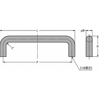 ステンレス鋼製ハンドル H-42-C型 H-42-C-7 - LAMP(スガツネ)