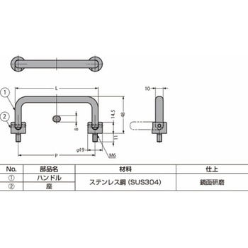 ステンレス鋼製片折ハンドル HK型 HK-100 LAMP(スガツネ工業)
