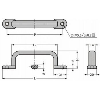 ステンレス鋼製ハンドル EC-Y型 EC-Y-190 LAMP(スガツネ工業)