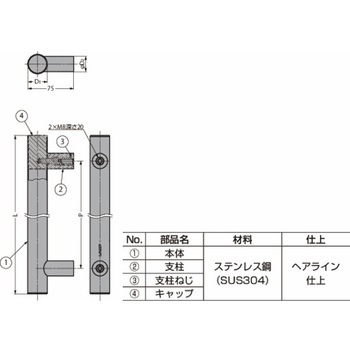 ステンレス鋼製ハンドル SSH型 SSH-2540 LAMP(スガツネ工業)