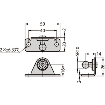ステンレス鋼製ブラケット ボールスタッド用 BA30-K10-AISI316L BA30-K10-AISI316L LAMP(スガツネ工業)