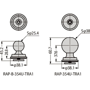 RAM マウンティングシステム (レール台座) RAP-354U-TRA1 LAMP(スガツネ)