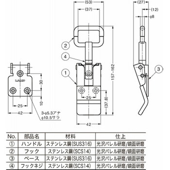 ステンレス鋼製クリーンファスナー STF-CV150型 TF40C-STM LAMP(スガツネ工業)