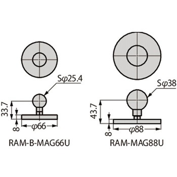RAM マウンティングシステム (マグネット座付ボール円座) RAM-B-MAG66U LAMP(スガツネ工業)
