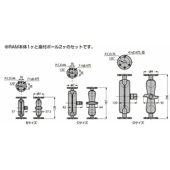 RAM マウンティングシステム (RAM本体+座付ボール) RAM-B-101 LAMP(スガツネ)
