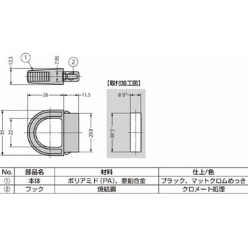 フィンガープルハンドル 413-9001型・413-9008型 ワンタッチ取付 413-9001-00-00020 LAMP(スガツネ工業)