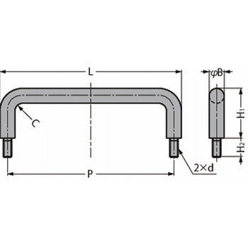 チタン合金製ハンドル H-42-BT型 H-42-BT-15 LAMP(スガツネ工業)