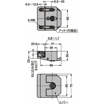 引戸用ラッチ錠 265-9610型 アルミフレーム用 265-9610-00-DS200 - LAMP(スガツネ工業)