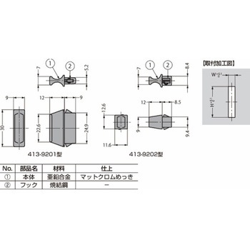つまみ 413-9201型・413-9202型 ワンタッチ取付 413-9202-00-00810 LAMP(スガツネ工業)