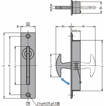 ステンレス鋼製全回転引手 ST-90・ST-115 ST-90 LAMP(スガツネ工業)
