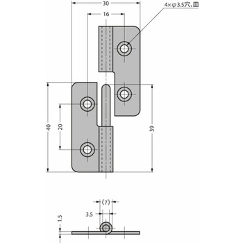 抜き差し蝶番 ステンレス鋼製抜き差し蝶番 NH-40型 NH-40CL LAMP(スガツネ)