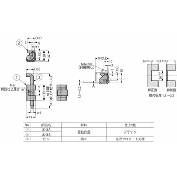 抜き差し蝶番 180°開き抜き差し蝶番 212-900型、212-950型 212-9504 LAMP(スガツネ工業)