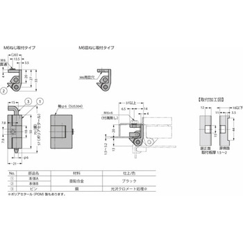 抜き差し蝶番 180°開き連続扉用抜き差し蝶番 212-90型 212-9028 LAMP(スガツネ工業)