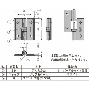 クリーンヒンジ クリーンヒンジ 抜き差しタイプ HG-CV-65N型 AS-HG-CV-65NR LAMP(スガツネ工業)