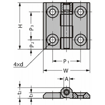 平蝶番 270°開きステンレス鋼製 面付蝶番 218-93型 218-9303 LAMP(スガツネ工業)