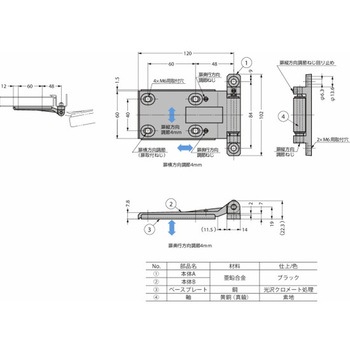 コーナー用蝶番 180°開き調整蝶番 217-94型 217-9405 LAMP(スガツネ工業)