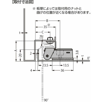ダンパーヒンジ ソフトクローズ裏蝶番 HG-JV65-U-LGR 横開き用 HG-JV65-U-LGR - LAMP(スガツネ工業)
