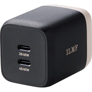 USB Type-C 充電器 コンセント PD 65W PPS 高速充電 TypeC×2 折りたたみプラグ 小型 軽量 GaN採用 ILMF エレコム
