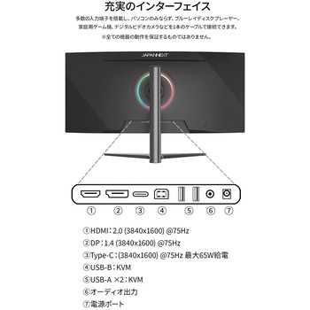 37.5型/3840×2160/DP×1、HDMI×1、USB-C×1/ブラック/スピーカー有/2年保証 JAPANNEXT