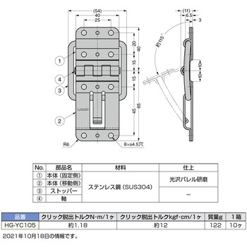 ステンレス製キャッチ付平蝶番 LAMP(スガツネ工業)