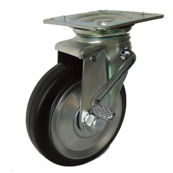 プレス製自在金具ブレーキ付黒ゴム車 ヨドノ