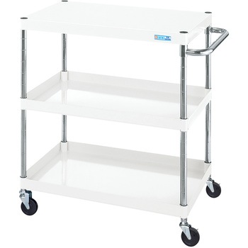 CSP-7583LYW CSパールワゴン(軽量/抗菌パールホワイト/ゴム車/直進安定金具付) サカエ 14343116