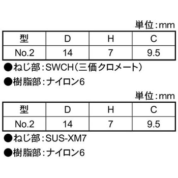 3カ-W ナイロンケショウネジNO2シロ 大阪魂