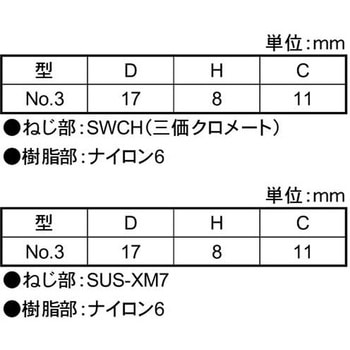 3カ-W ナイロンケショウネジNO3シロ 大阪魂