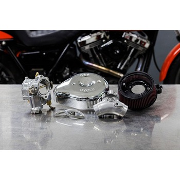 スーパーGキャブレター&スラッシャーティアドロップステルスエアクリーナーキット クローム 110-0150 エスアンドエスサイクル