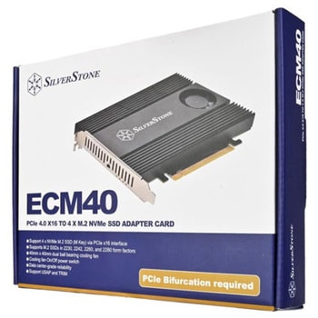SilverStone 拡張カード ECM40 PCIe 4.0 x16～4 x M.2 NVMe SSDアダプタカード SST-ECM40 SILVER STONE(シルバーストーン)