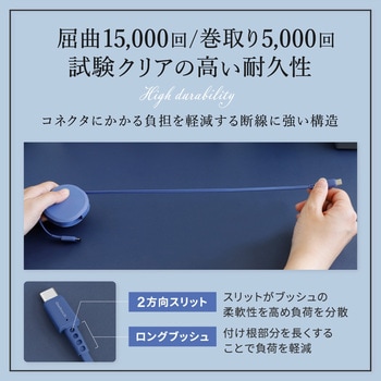 90cm 片引き巻取り式 Type-C to Type-Cケーブル katamaki PD60W充電/データ通信対応 温度センサー搭載 カラー：サンドベージュ OWLTECH(オウルテック)