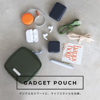 sofumo mashikaku pouch(マシカクポーチ) スタイリッシュ ガジェットポーチ メイクポーチ 収納  旅行 シンプル スクエア  全2色 カーキ(MOT-GPOUCH03-MG) MOTTERU