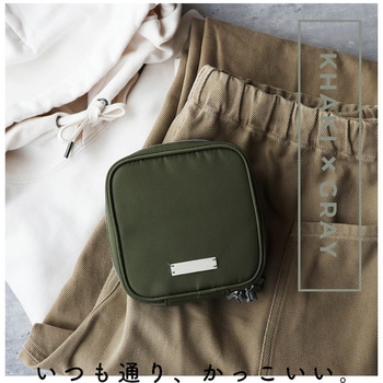 sofumo mashikaku pouch(マシカクポーチ) スタイリッシュ ガジェットポーチ メイクポーチ 収納  旅行 シンプル スクエア  全2色 カーキ(MOT-GPOUCH03-MG) MOTTERU
