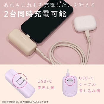 ダイレクトモバイルバッテリー 5，000mAh PD20W出力対応 USB-Cコネクタ 2台同時充電 PSE適合製品 全7色 2年保証 シェルピンク(MOT-MB5002-ECPK) MOTTERU