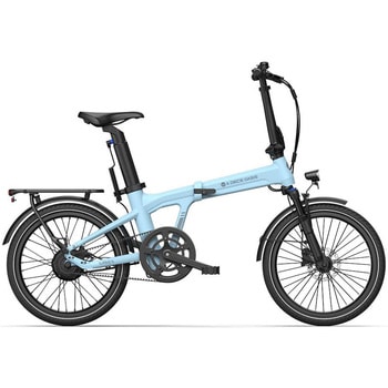 電動アシスト自転車 水色 前面バスケット付き 防災サイクル 20型 自動2段変速機能付き折りたたみ電動アシスト自転車