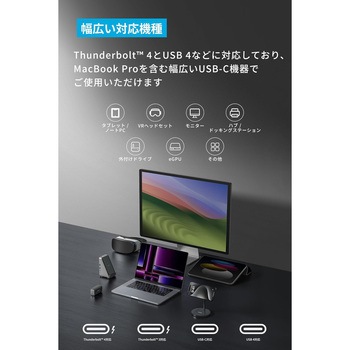 Anker USB-C & USB-C ケーブル Thunderbolt 4 (100W， 40Gbps) 2.0m - Anker(アンカー)