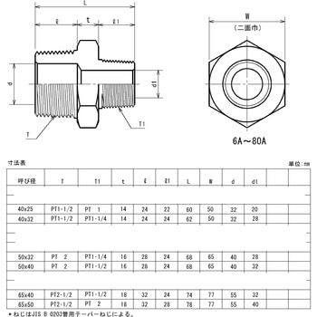 鍛鋼製ねじ込み式管継手 白 異径ニップル 藤井高圧