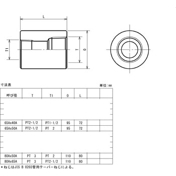 鍛鋼製ねじ込み式管継手 ねじ込み  白 異径ソケット 藤井高圧