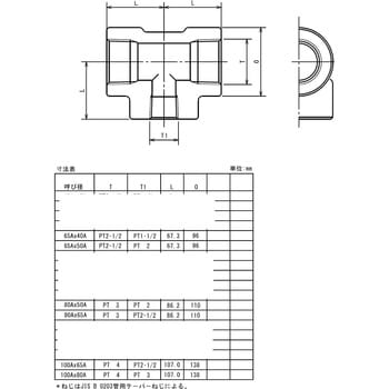 鍛鋼製ねじ込み式管継手 ねじ込み 白 異径チーズ 藤井高圧