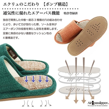 ecruエクリュ絨毯パイルスリッパ オクムラ