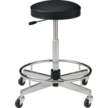 【椅子】ラボラトリーチェア 4本脚タイプ ハイ 背無 フットリング付 ゴムキャスター ビニールレザー 脚外径610 オカムラ(岡村製作所)