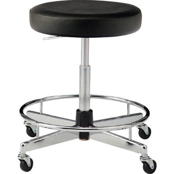 【椅子】導電チェア ハイタイプ 背無 フットリング付 導電ウレタン双輪キャスター 導電ビニールレザー 脚外径620 オカムラ(岡村製作所)