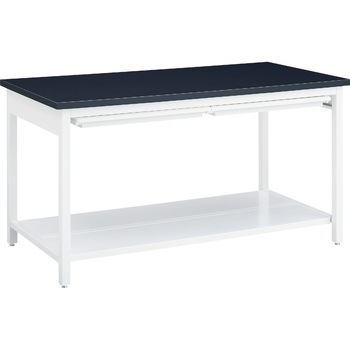 スチール実験台・作業台 片面 アジャスタータイプ 棚付 引出し付 600×750×800mm オカムラ(岡村製作所)