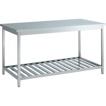 ステンレス実験台・作業台 片面 アジャスタータイプ 棚付 引出し無 900×600×850mm - オカムラ(岡村製作所)