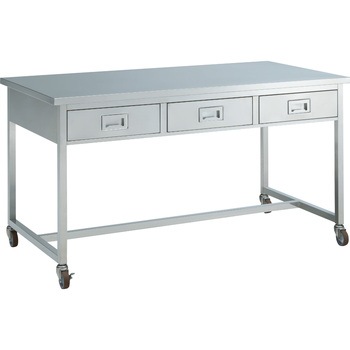 ステンレス実験台・作業台 片面 キャスタータイプ 棚無 引出し付 900×750×850mm - オカムラ(岡村製作所)